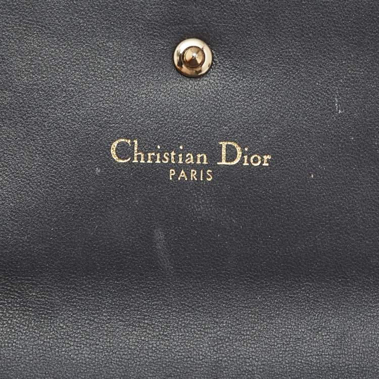 Pre Owned Dior Blue Patent Leather Diorama Trifold Compact Wallet