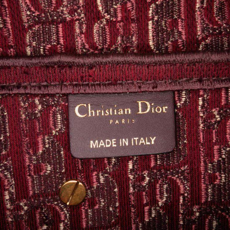 مملوكة مسبقًا Dior Burgundy Oblique Embroidered Velvet Saddle Bag