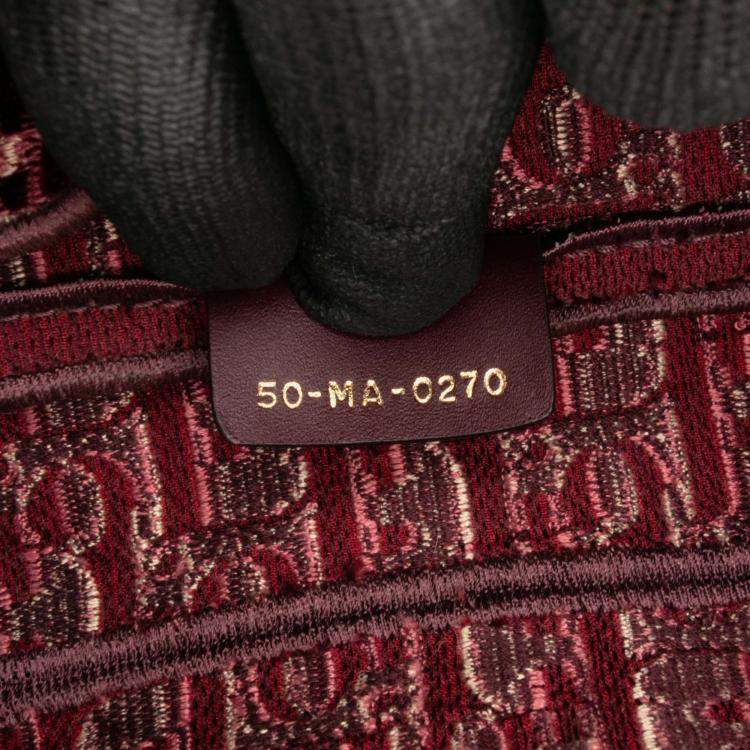 مملوكة مسبقًا Dior Burgundy Oblique Embroidered Velvet Saddle Bag