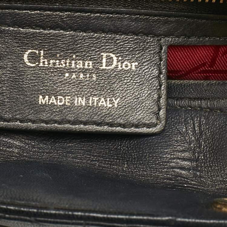 Pre Owned Dior Black Cannage Leather Medium Lady Dior Tote