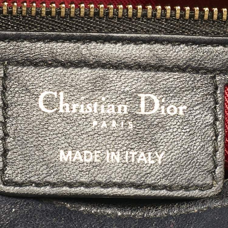 Pre Owned Dior Black Cannage Leather Medium Lady Dior Tote