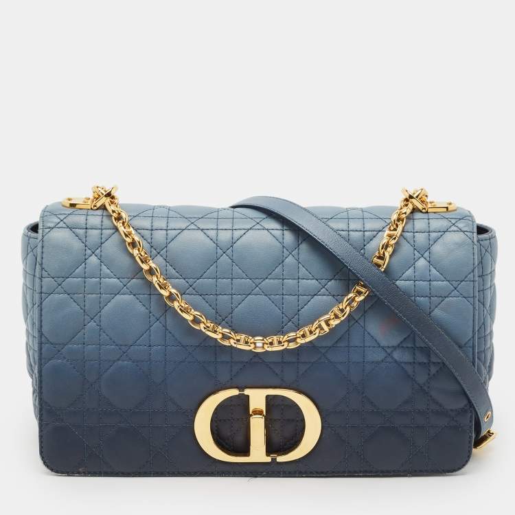 Pre Owned Dior Ombre Blue Cannage Leather Large Caro Shoulder Bag