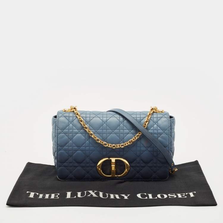 Pre Owned Dior Ombre Blue Cannage Leather Large Caro Shoulder Bag