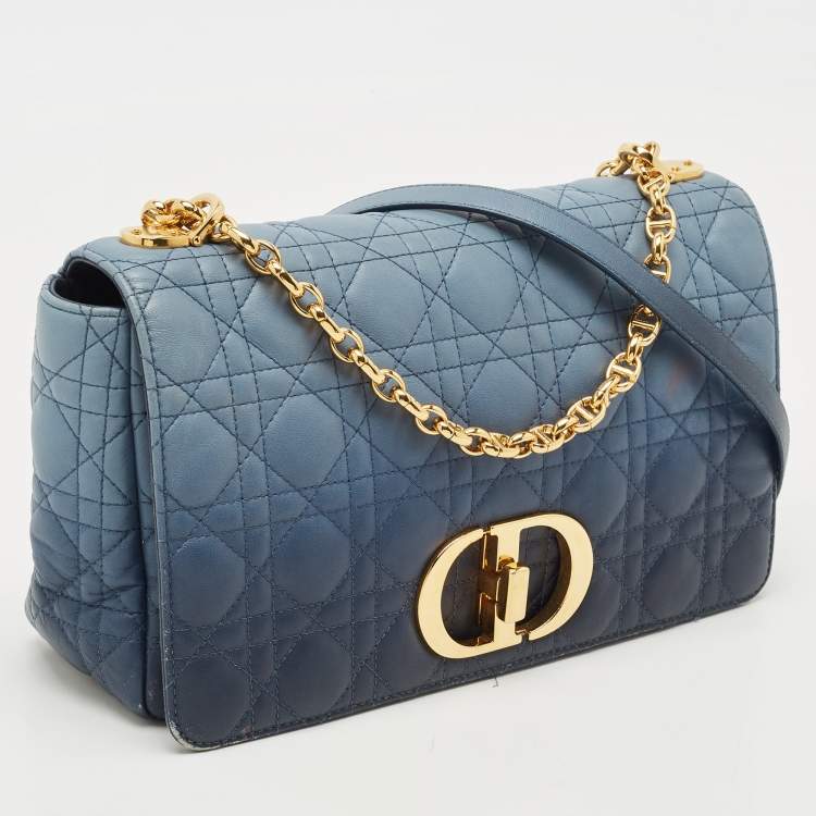 Pre Owned Dior Ombre Blue Cannage Leather Large Caro Shoulder Bag