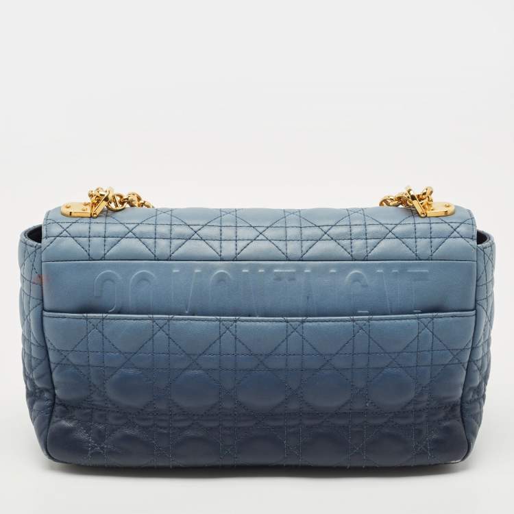 Pre Owned Dior Ombre Blue Cannage Leather Large Caro Shoulder Bag