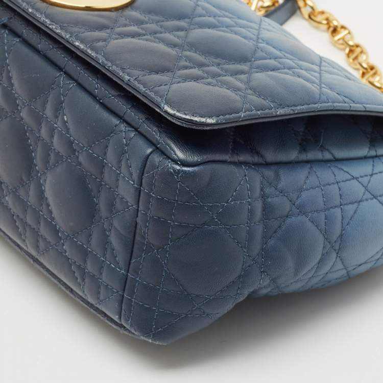 Pre Owned Dior Ombre Blue Cannage Leather Large Caro Shoulder Bag