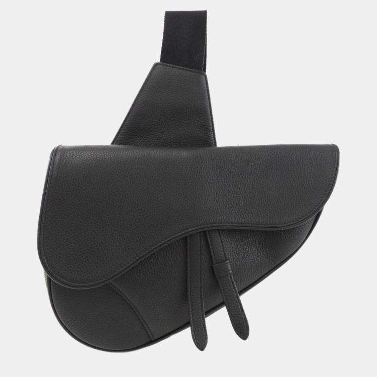 Pre Owned Dior Saddle Black Leather Shoulder Bag