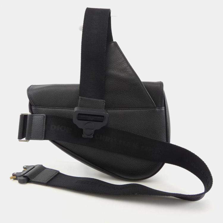 Pre Owned Dior Saddle Black Leather Shoulder Bag