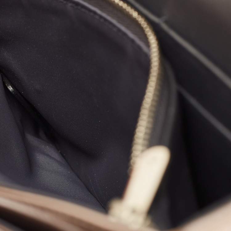 Pre Owned Dior Bronze Microcannage Patent Leather Diorama Wallet on Chain