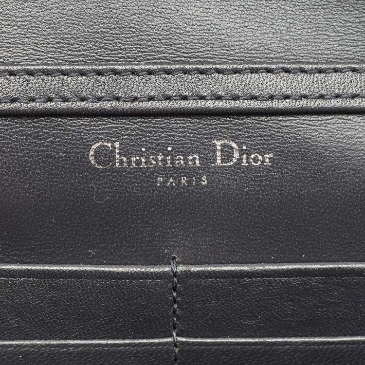 Pre Owned Dior Bronze Microcannage Patent Leather Diorama Wallet on Chain