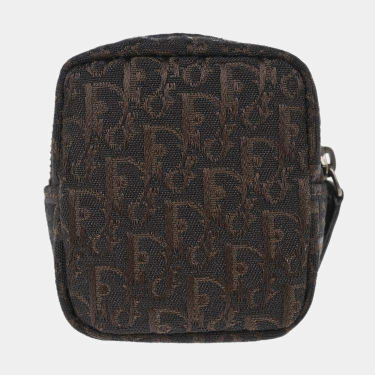 Pre Owned Dior Trotter Mini Brown Canvas Pouch Bag