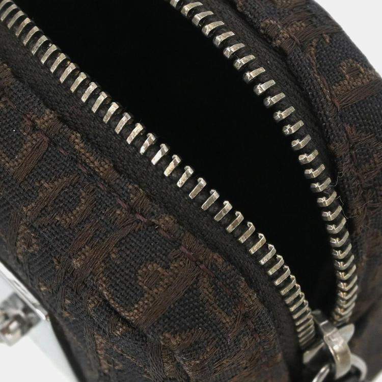 Pre Owned Dior Trotter Mini Brown Canvas Pouch Bag