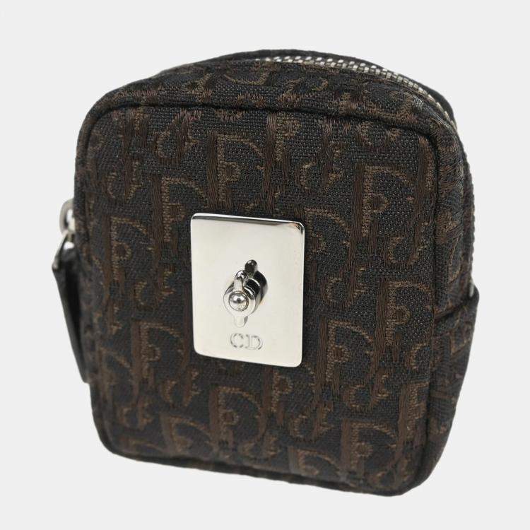 Pre Owned Dior Trotter Mini Brown Canvas Pouch Bag