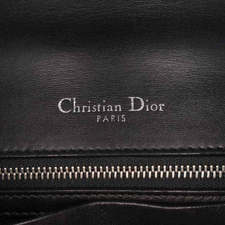Pre Owned Dior Black Medium Lambskin Sequin Diorama Flap Shoulder Bag
