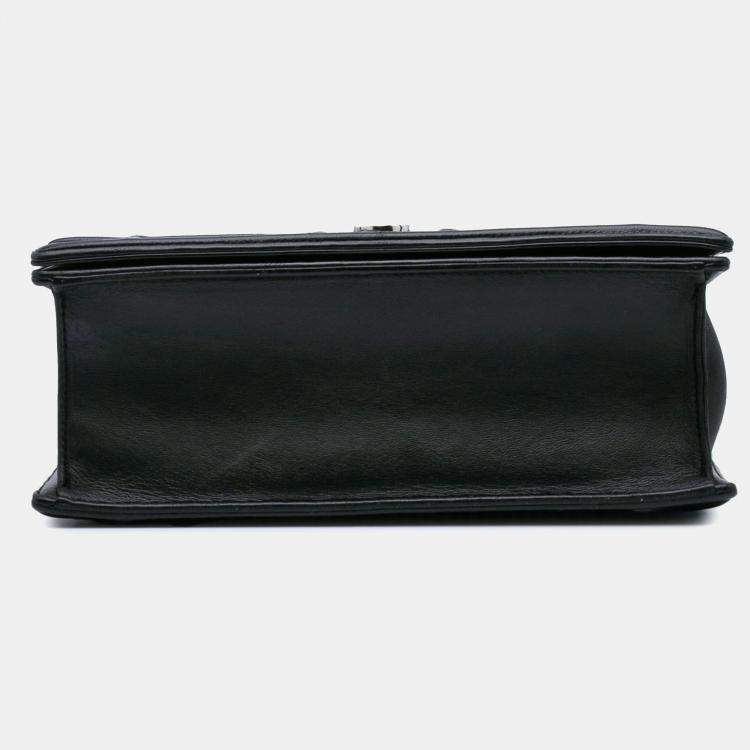 Pre Owned Dior Black Medium Lambskin Sequin Diorama Flap Shoulder Bag