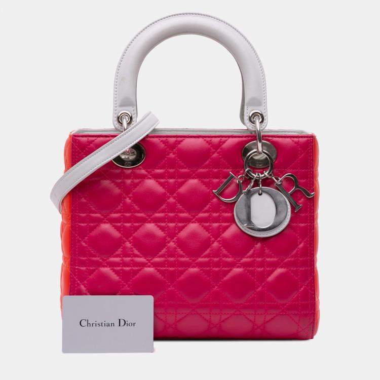 Pre Owned Dior Pink Medium Lambskin Cannage Lady Dior