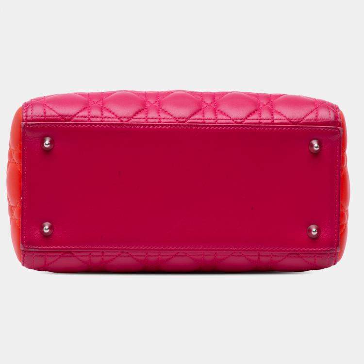 Pre Owned Dior Pink Medium Lambskin Cannage Lady Dior