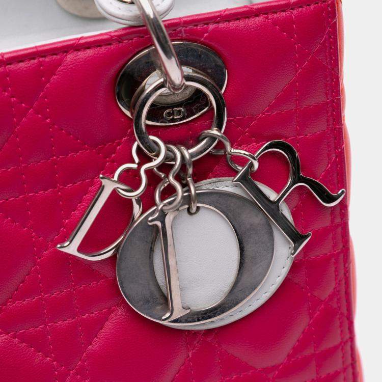 Pre Owned Dior Pink Medium Lambskin Cannage Lady Dior