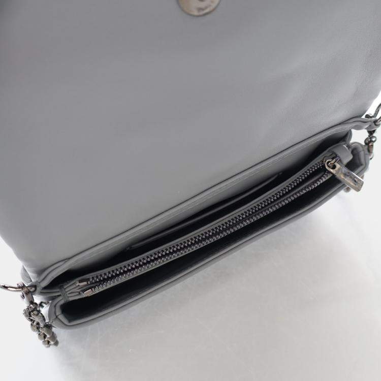 Pre Owned Dior Caro Mini Grey Calfskin Leather Shoulder Bag