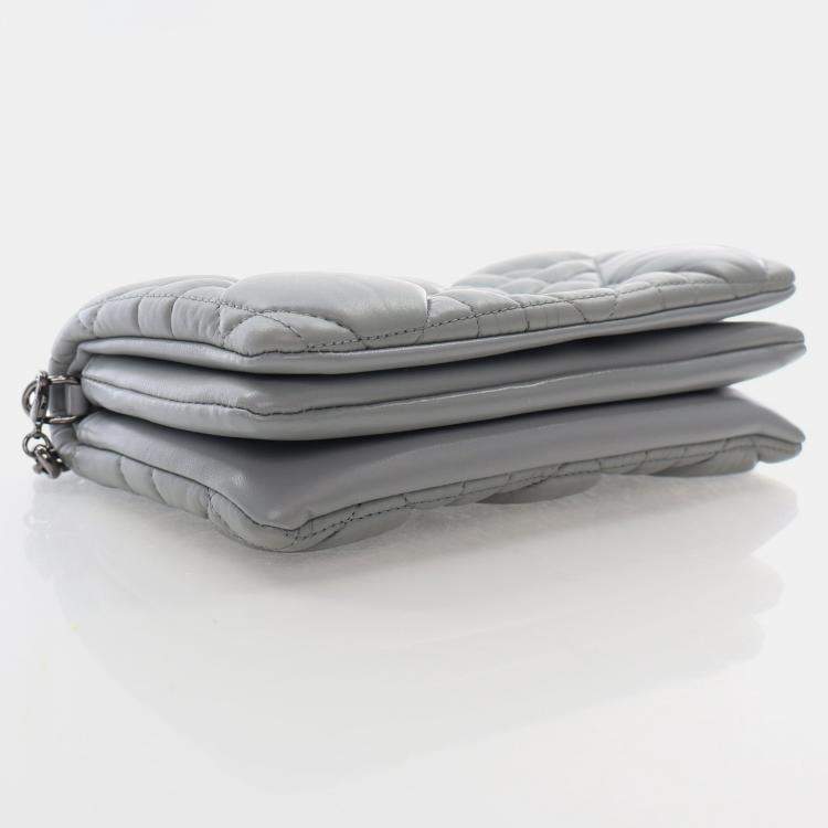 Pre Owned Dior Caro Mini Grey Calfskin Leather Shoulder Bag
