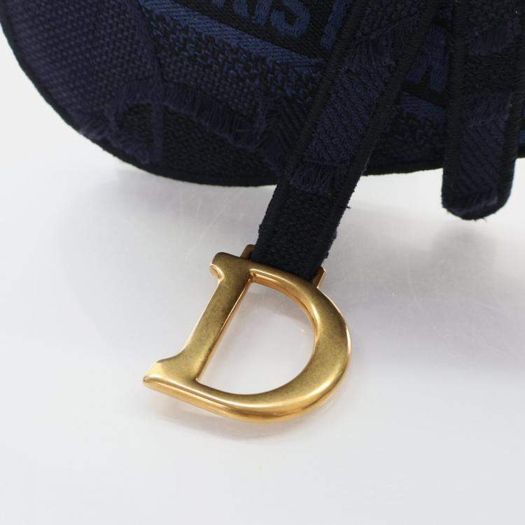 Pre Owned Dior Saddle Mini Blue Canvas Embroidered Waist Bag