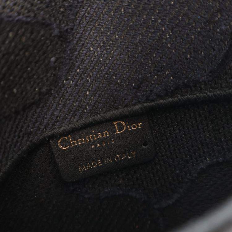 Pre Owned Dior Saddle Mini Blue Canvas Embroidered Waist Bag