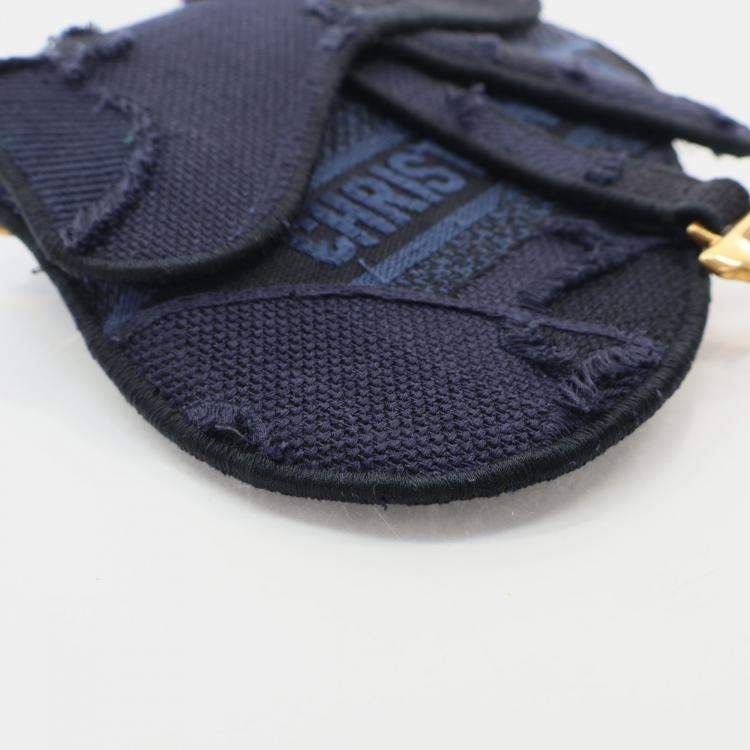 Pre Owned Dior Saddle Mini Blue Canvas Embroidered Waist Bag