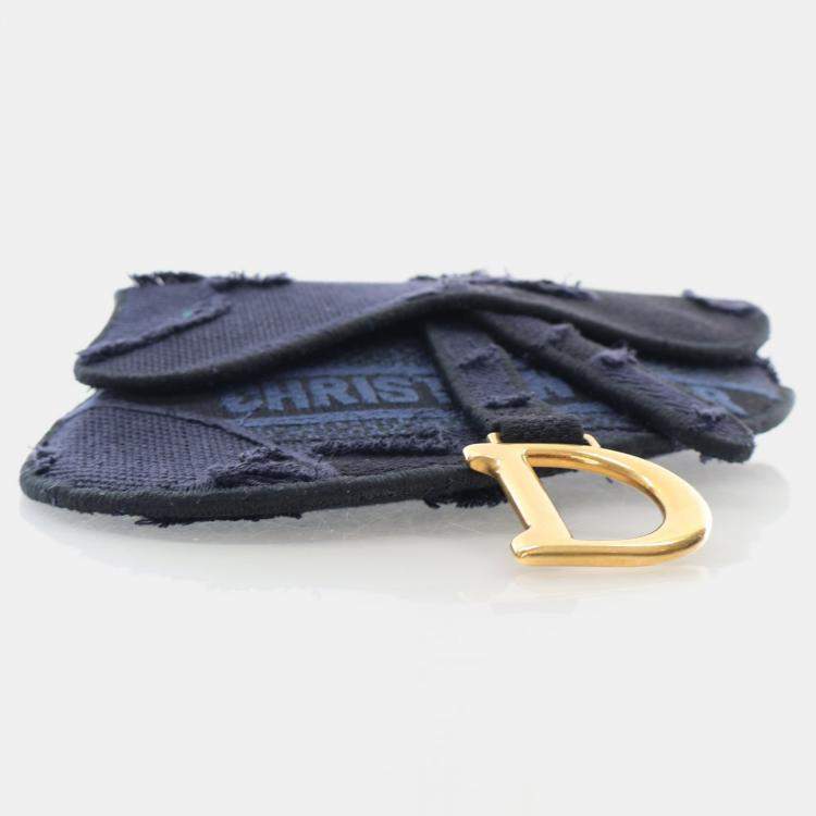 Pre Owned Dior Saddle Mini Blue Canvas Embroidered Waist Bag