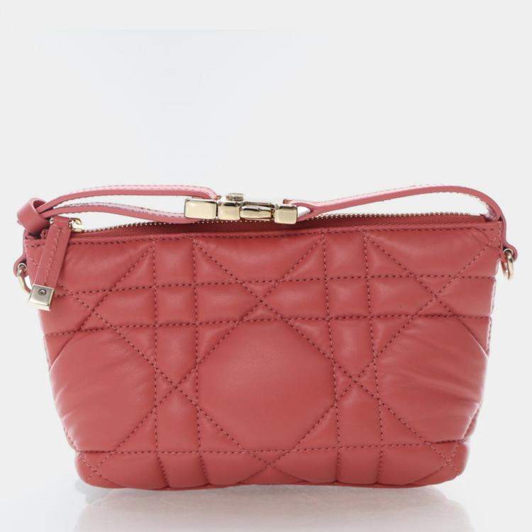 Pre Owned Dior DiorTravel Nomad Small Macrocannage Quilt Calfskin Pouch