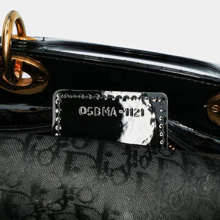 Pre Owned Dior Black Large Patent Cannage Lady Dior