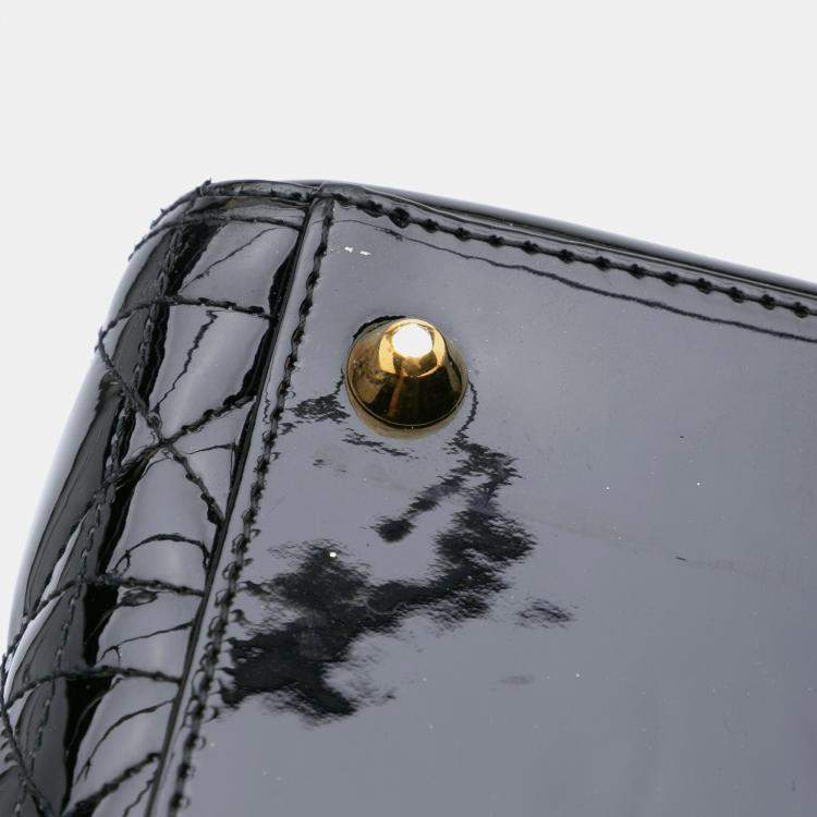Pre Owned Dior Black Large Patent Cannage Lady Dior