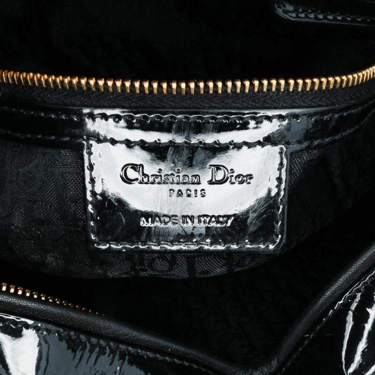 Pre Owned Dior Black Large Patent Cannage Lady Dior