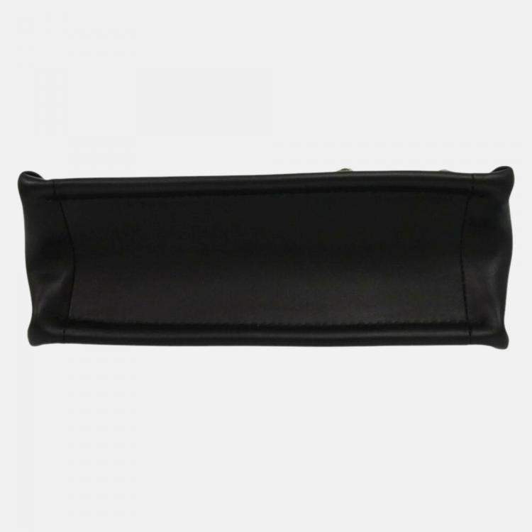 Pre Owned Christian Dior Book Tote Mini Macrocannage Calfskin Black Handbag