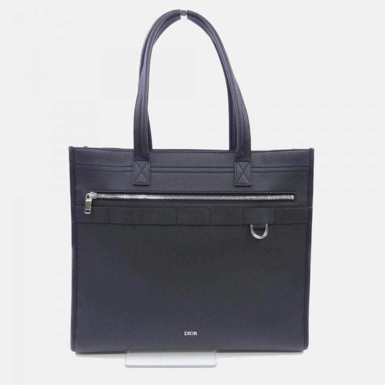 Pre Owned Dior Black Leather Tote Bag
