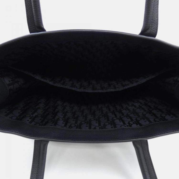 Pre Owned Dior Black Leather Tote Bag