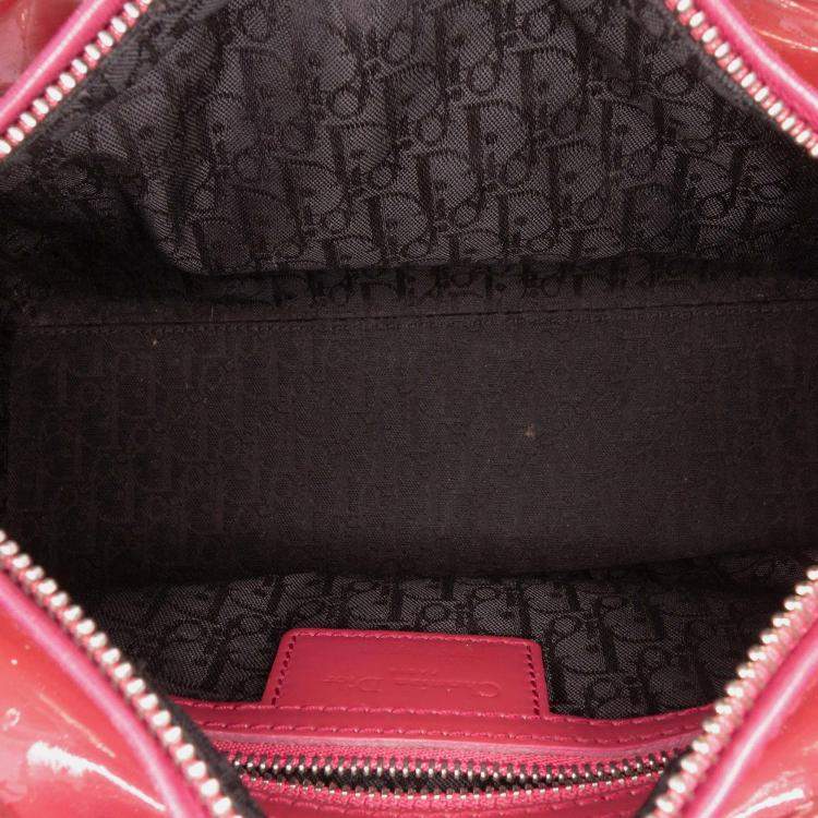 Pre Owned Dior Red Medium Patent Cannage Lady Dior