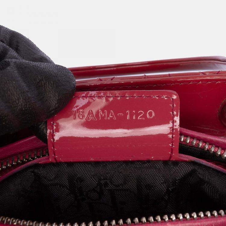Pre Owned Dior Red Medium Patent Cannage Lady Dior