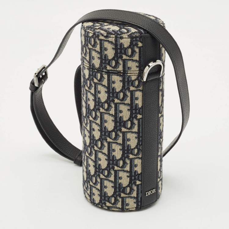 Pre Owned Dior Oblique Canvas and Leather Vertical Roller Messenger Bag