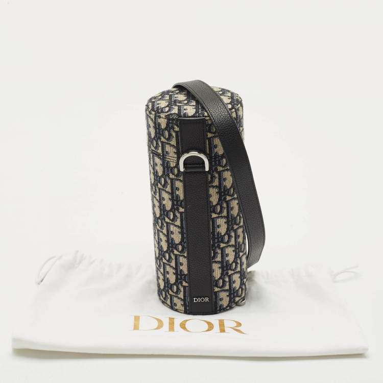 Pre Owned Dior Oblique Canvas and Leather Vertical Roller Messenger Bag