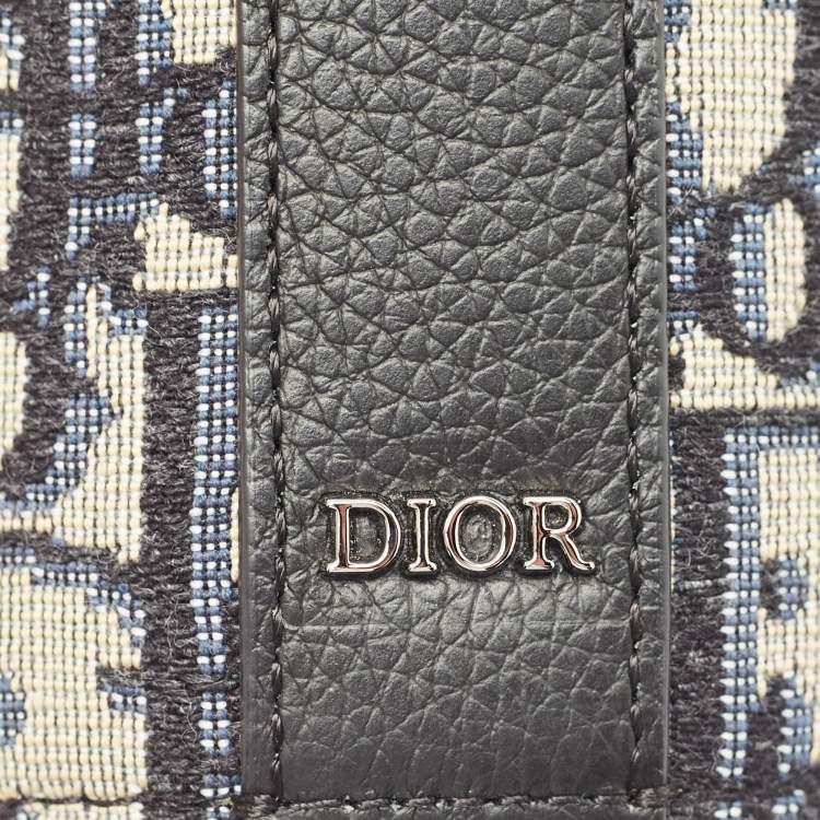 Pre Owned Dior Oblique Canvas and Leather Vertical Roller Messenger Bag