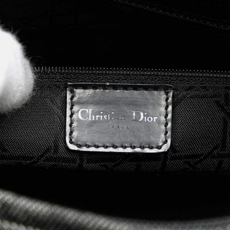 Pre Owned Dior Black Large Denim Cannage Lady Dior