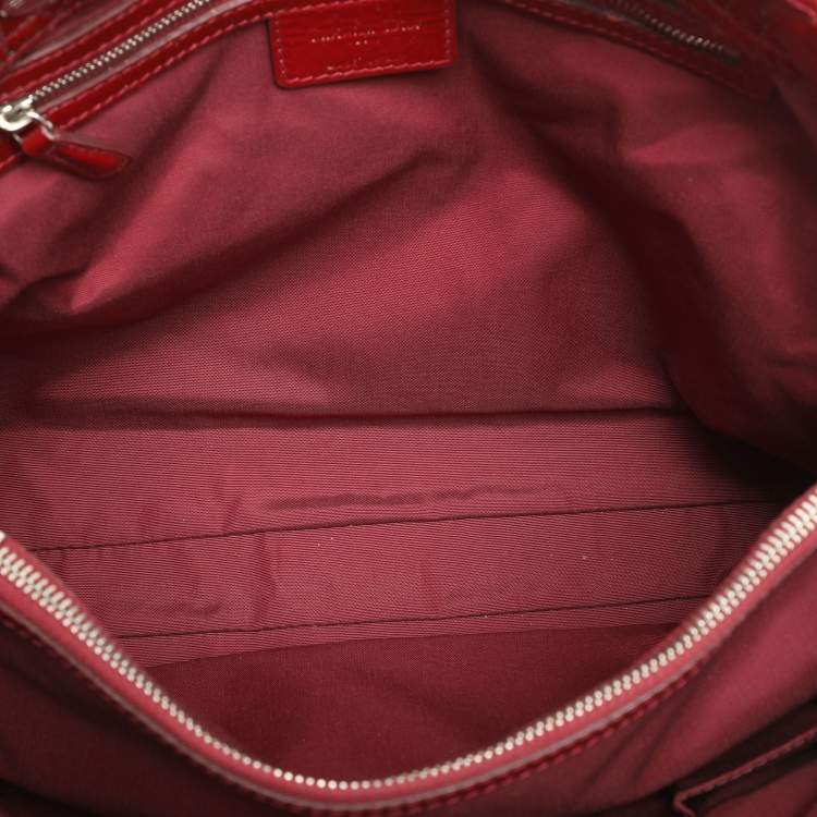 Pre Owned Dior Red Cannage Patent Leather Large Soft Lady Dior Shopper Tote