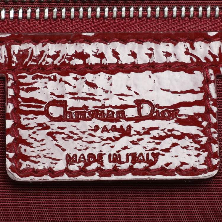 Pre Owned Dior Red Cannage Patent Leather Large Soft Lady Dior Shopper Tote