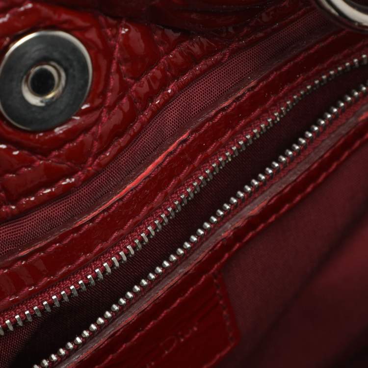 Pre Owned Dior Red Cannage Patent Leather Large Soft Lady Dior Shopper Tote