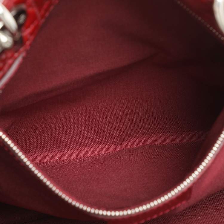 Pre Owned Dior Red Cannage Patent Leather Large Soft Lady Dior Shopper Tote