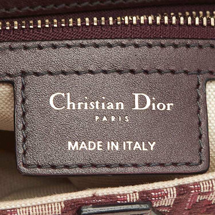 Pre Owned Dior Burgundy Oblique Canvas and Leather Saddle Bag