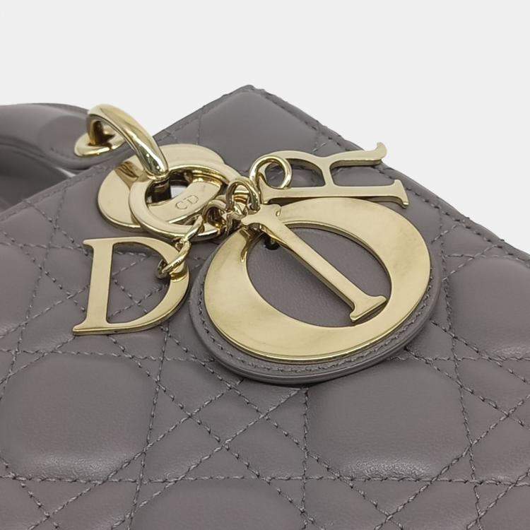 Pre Owned Dior Grey Leather Patent Lady Small Bag