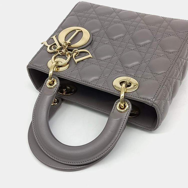 Pre Owned Dior Grey Leather Patent Lady Small Bag