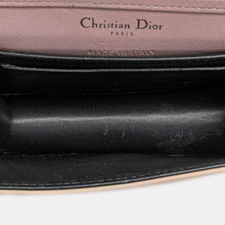 Pre Owned Dior Beige Baby Patent Microcannage Diorama Flap