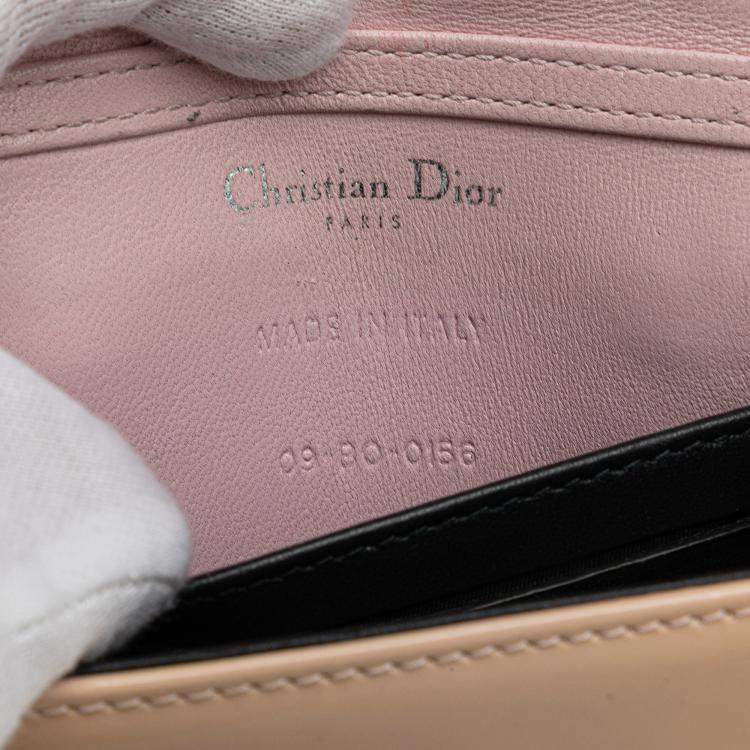 Pre Owned Dior Beige Baby Patent Microcannage Diorama Flap
